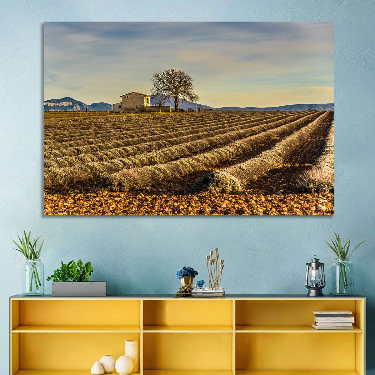 Rustic Provence Lavender Rows at Golden Hour Wall Art