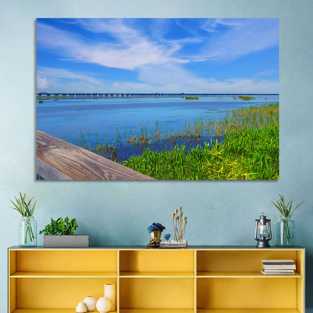 Meaher State Park Boardwalk Wall Art in a room, landscape