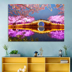 Illuminated Cherry Blossom Bridge Wall Art