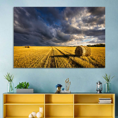 Hay Bale at Golden Hour Wall Art