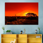 Savanna Sunset with Giraffe Wall Art