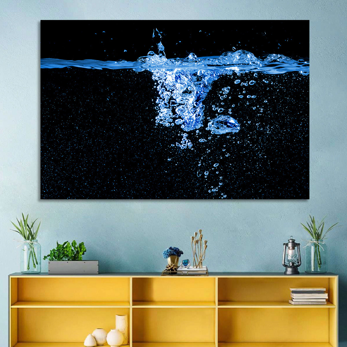Underwater Bubble Motion Wall Art in a room, landscape