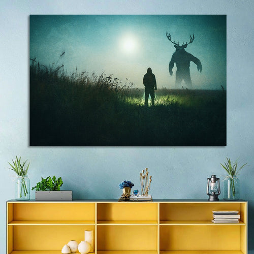 Antlered Shadow in Mist Wall Art