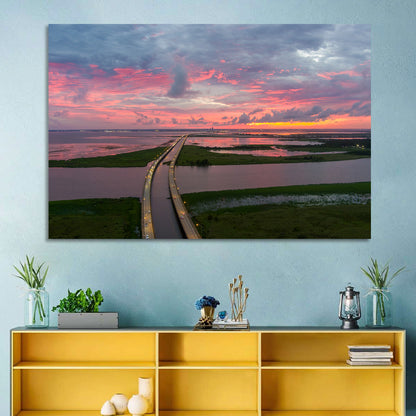 Mobile Bay Causeway at Dusk Wall Art