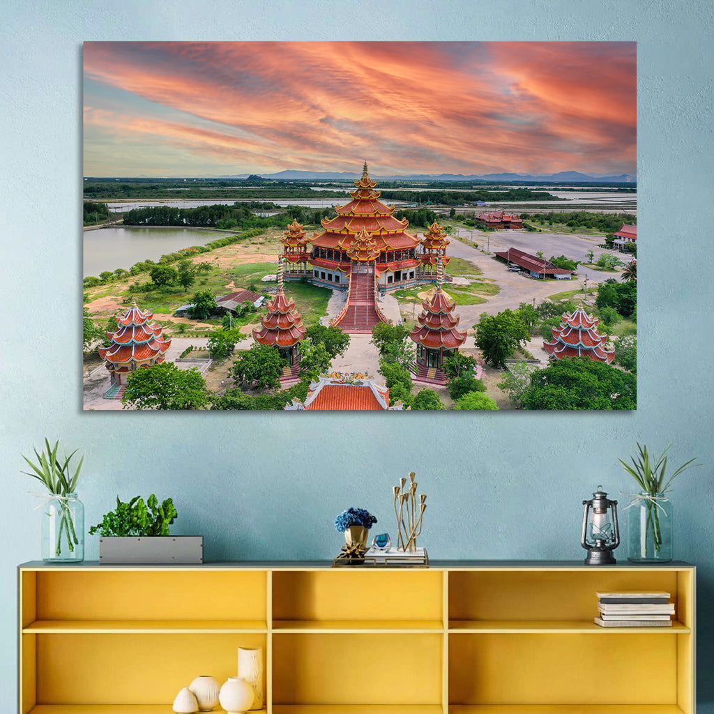 Wat Petch Suwan Temple at Sunset Wall Art