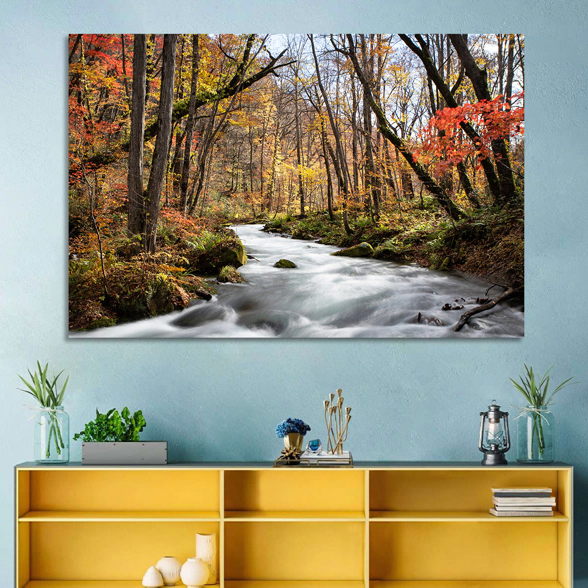 Sunlit Forest Stream Wall Art