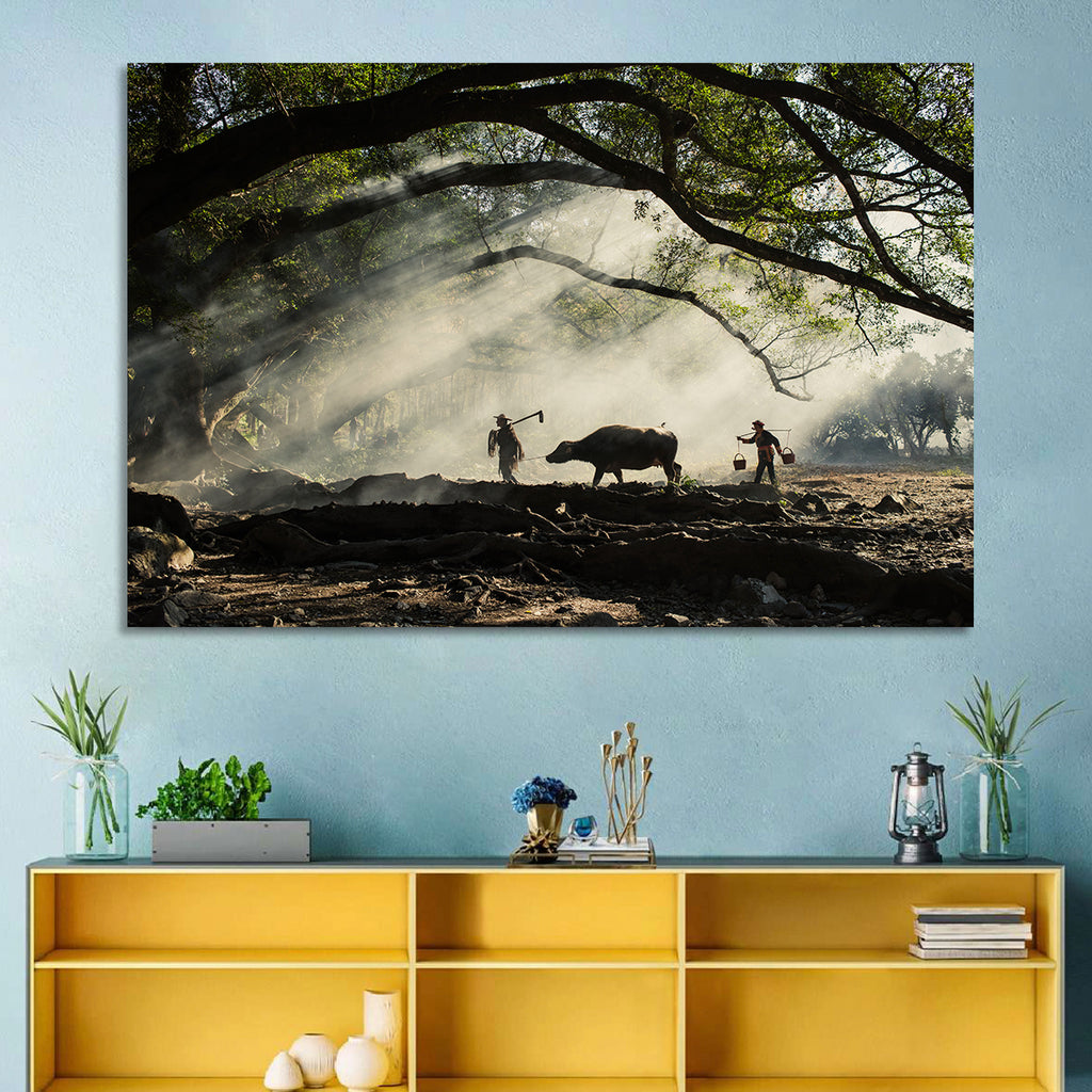 Village Morning with Buffalo Wall Art