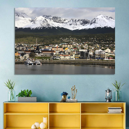Ushuaia Harbor and Snowcapped Mountains Wall Art