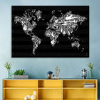 Instrument Silhouette World Map Wall Art