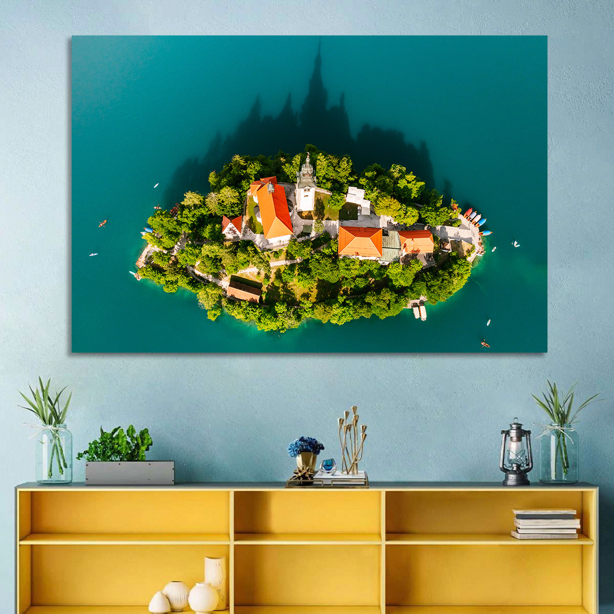 Bled Island Aerial View Wall Art
