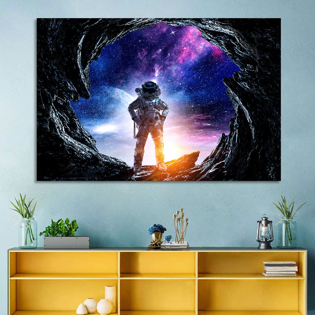Astronaut at Alien Planet Cave Wall Art