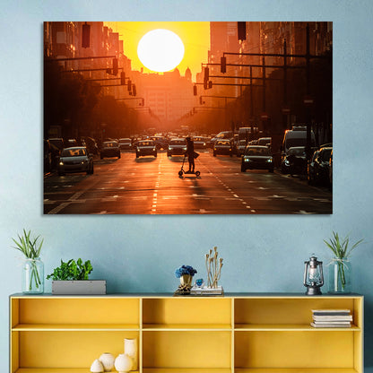 Valencia Port Avenue at Dusk Wall Art
