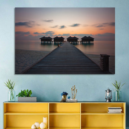 Overwater Bungalows at Sunset Wall Art