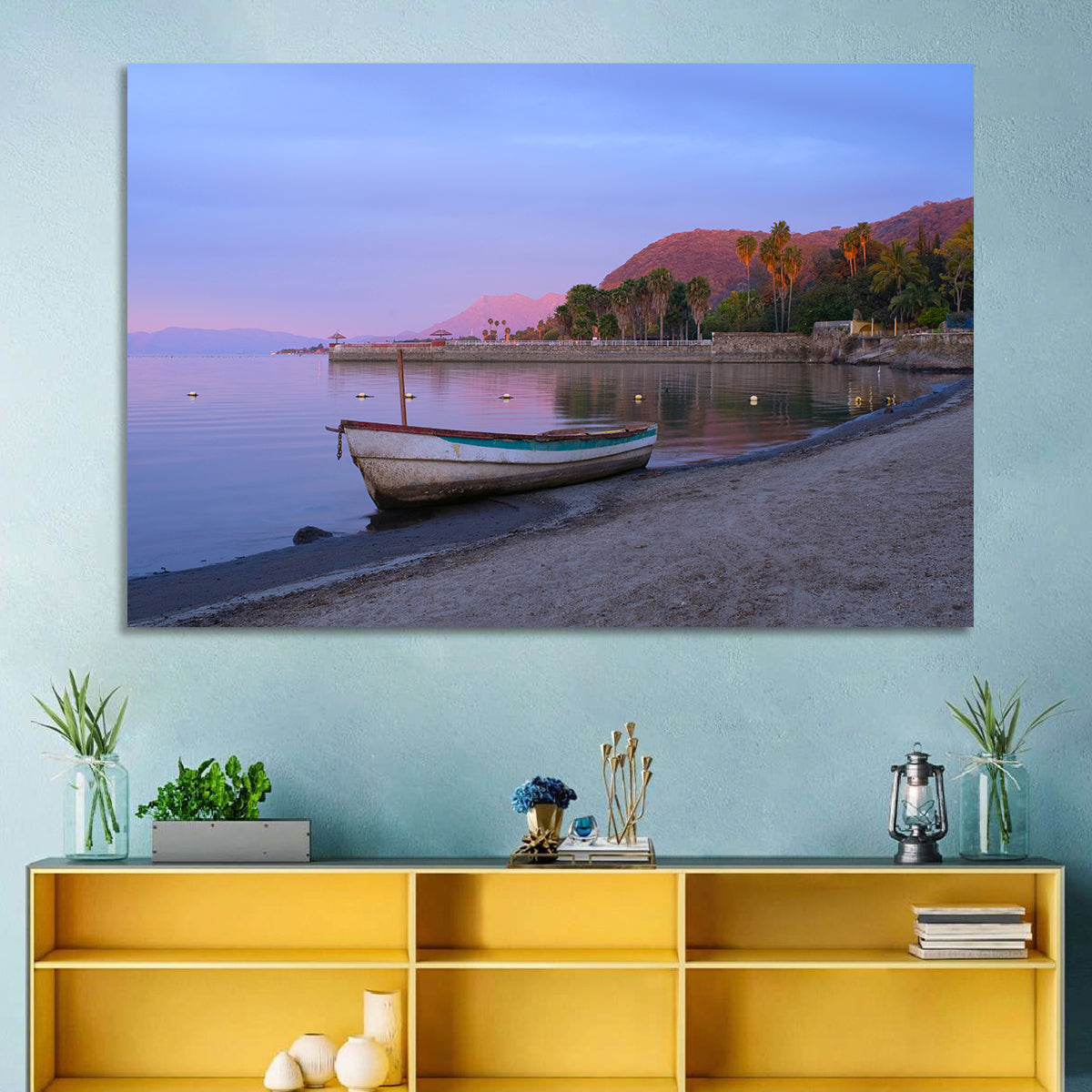 Lake Chapala Shoreline at Dusk Wall Art