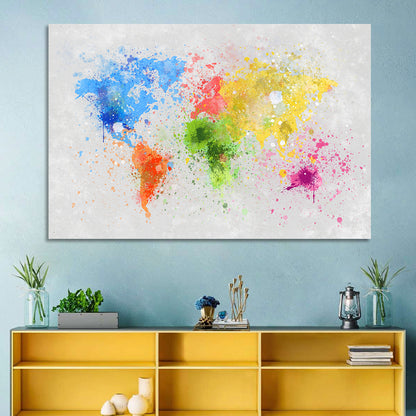 Watercolor World Map Wall Art