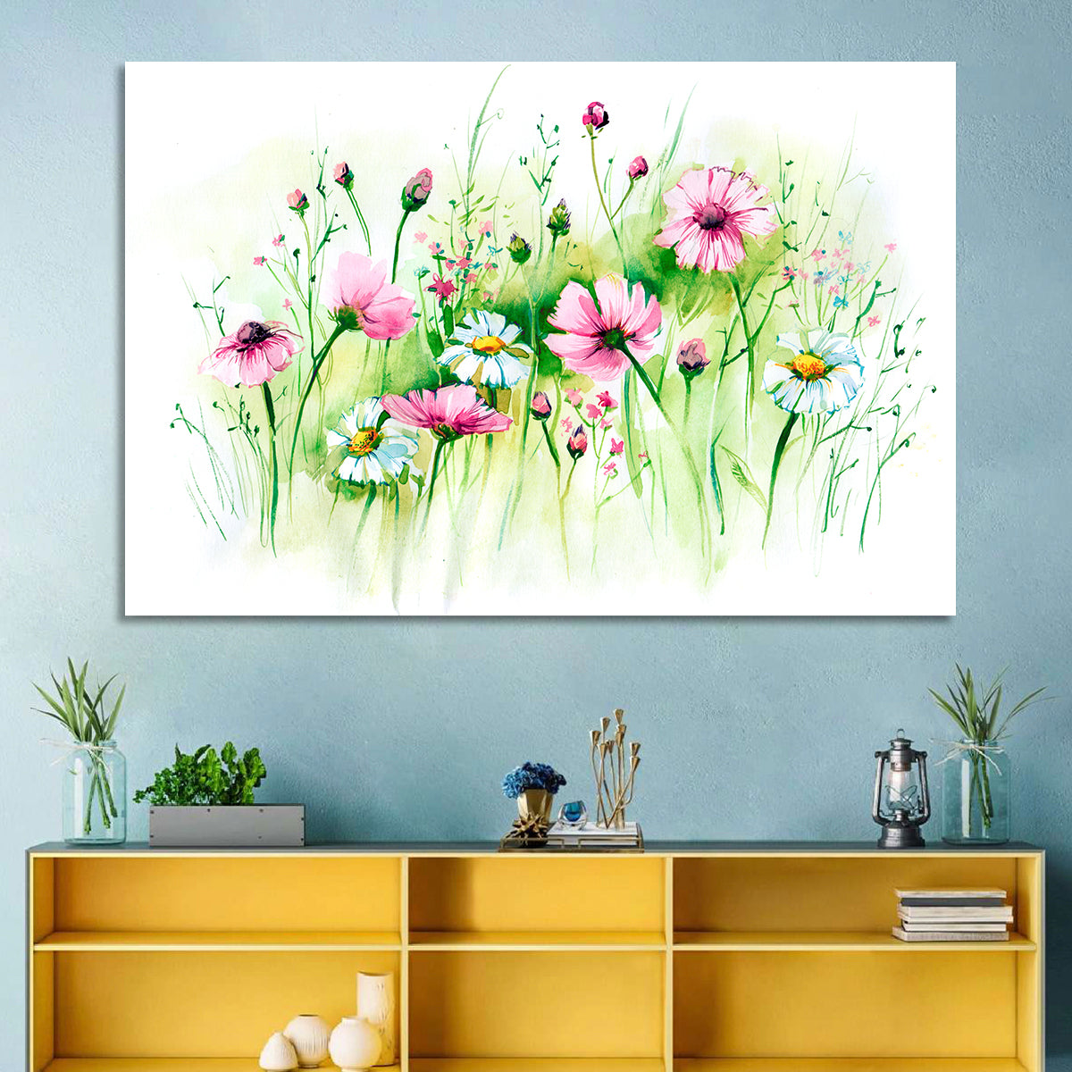 Airy Wildflower Meadow Watercolor Wall Art
