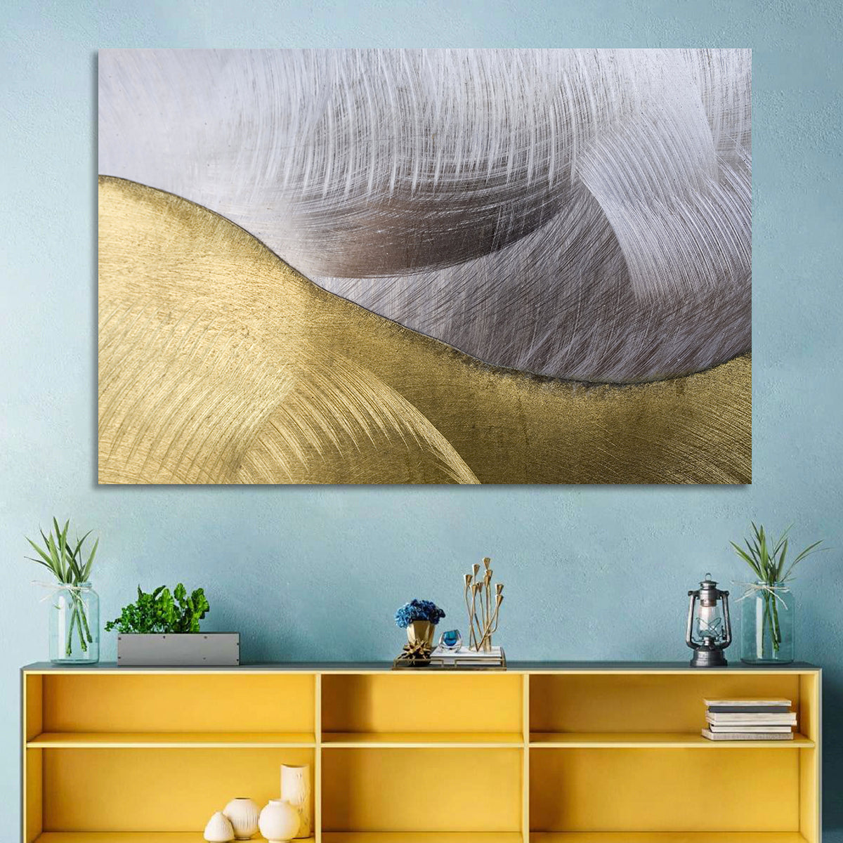 Thin Line Metallic Abstract Wall Art