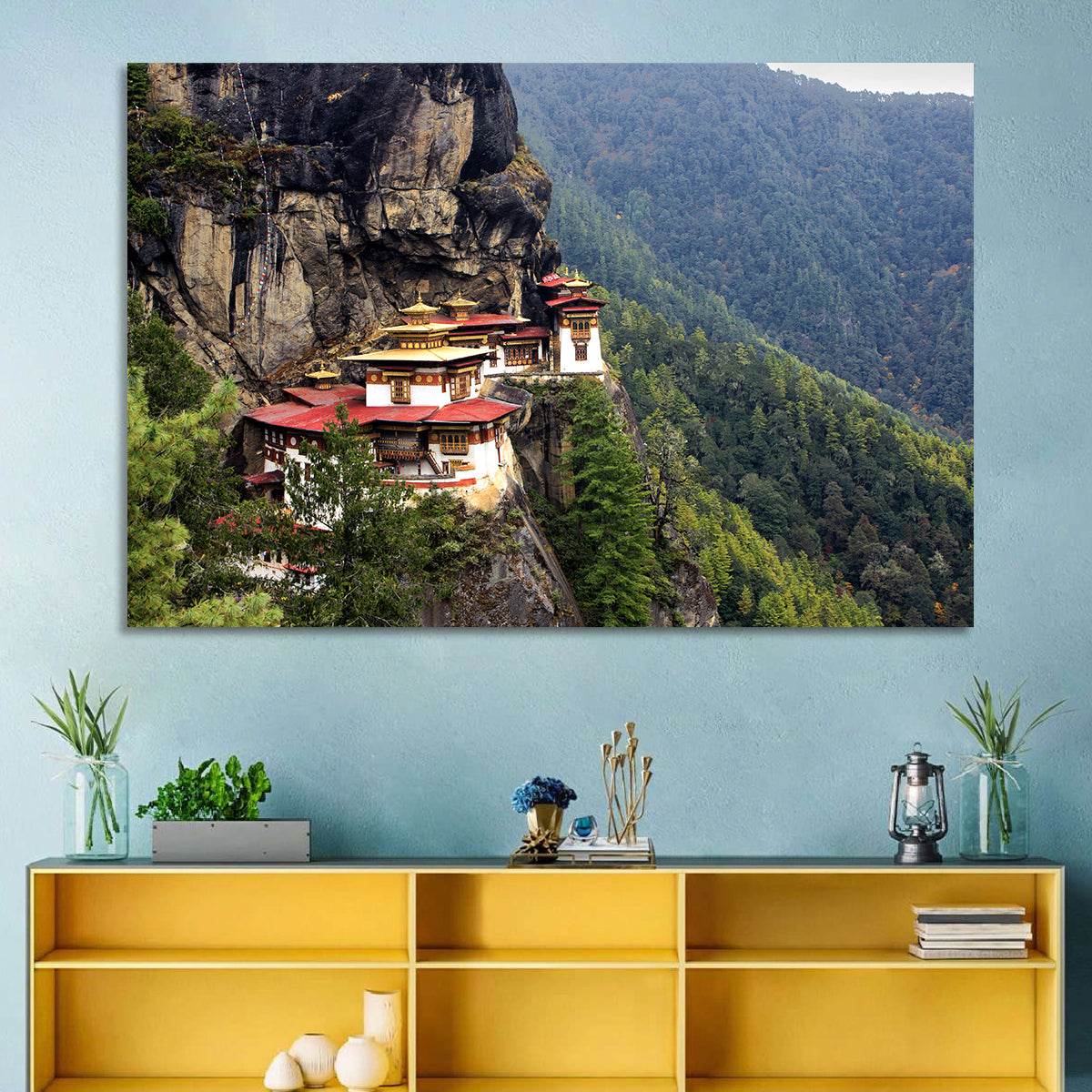 Tiger's Nest Monastery, Paro Bhutan Wall Art in a room, landscape