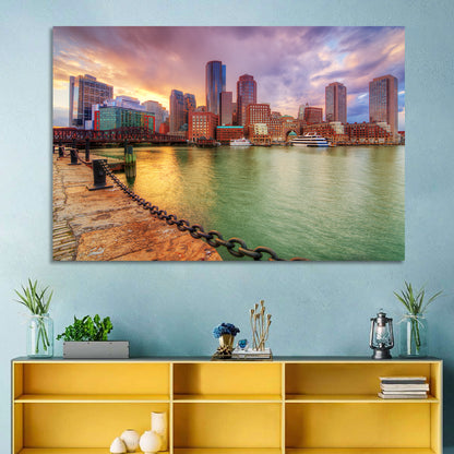 Boston Harbor Skyline at Sunset Wall Art