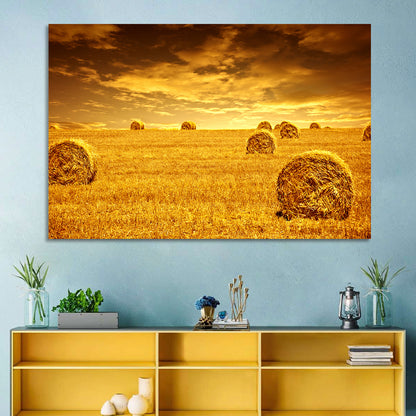 Golden Hour Haystacks Wall Art