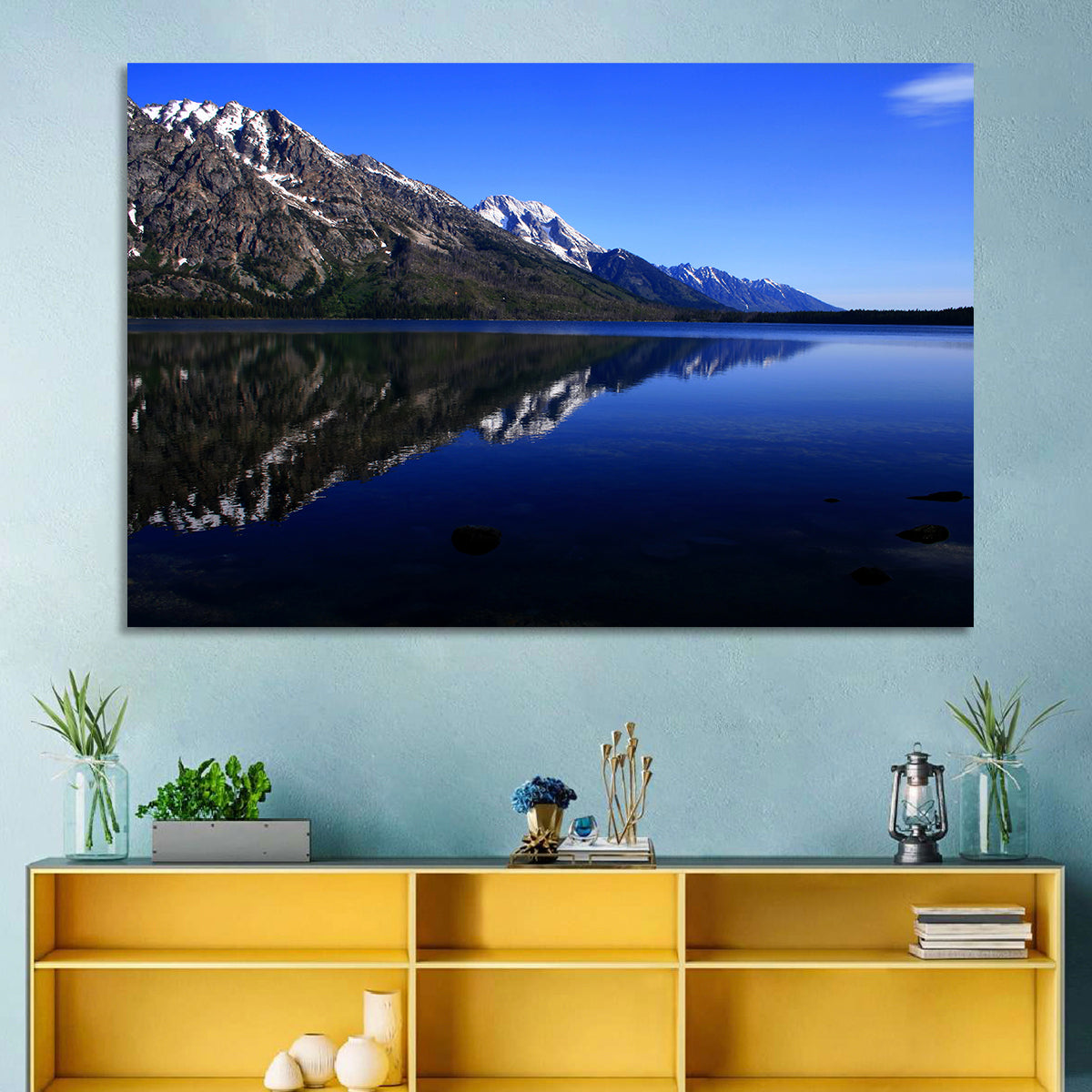 Jenny Lake Wall Art in a room, landscape