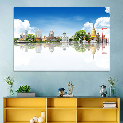 Bangkok Landmarks Reflection Scene Wall Art