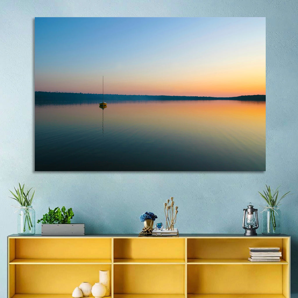Cyprus Lake Sunset Boat Wall Art