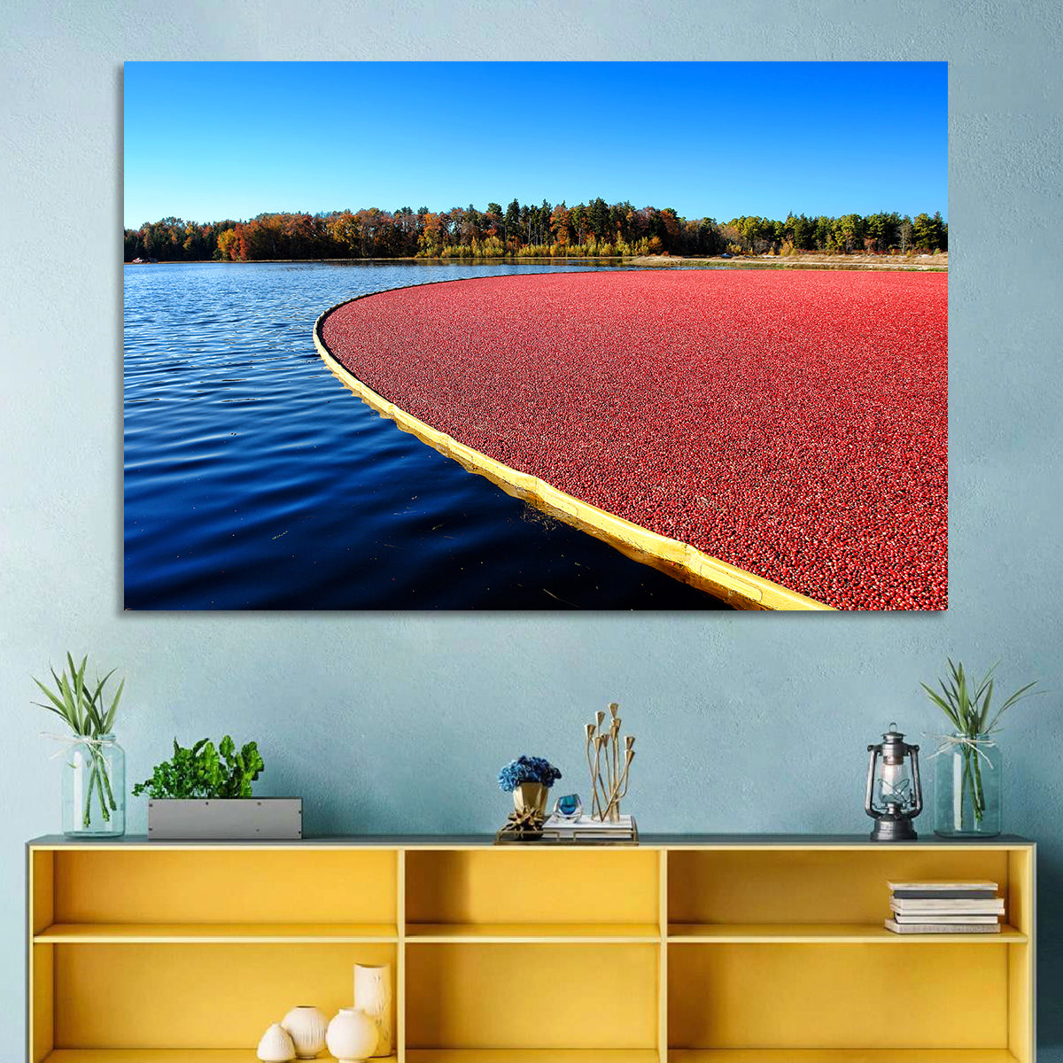Flooded Cranberry Bog Wall Art in a room, landscape