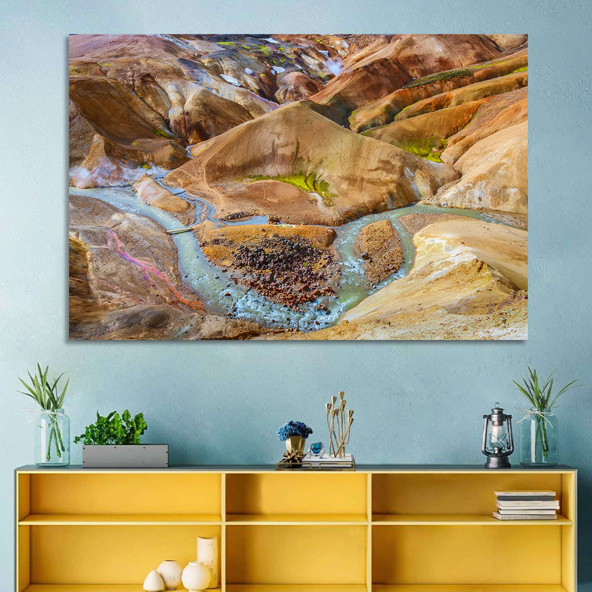 Kerlingarfjöll Geothermal Landscape Wall Art in a room, landscape