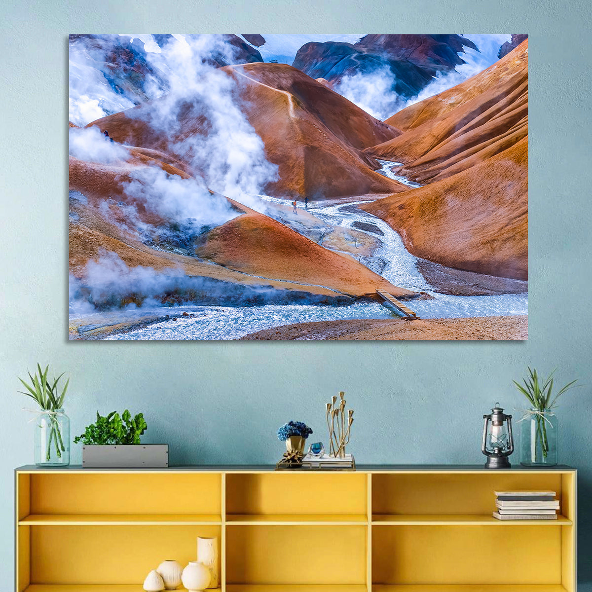 Geothermal Valley with Footbridge Wall Art