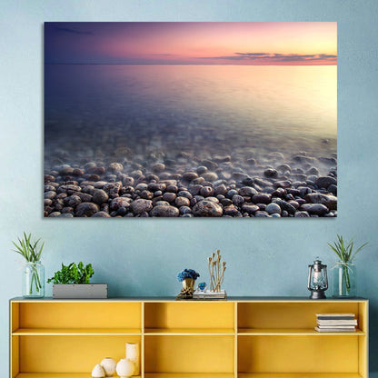 Pebbled Shore Sunset Wall Art