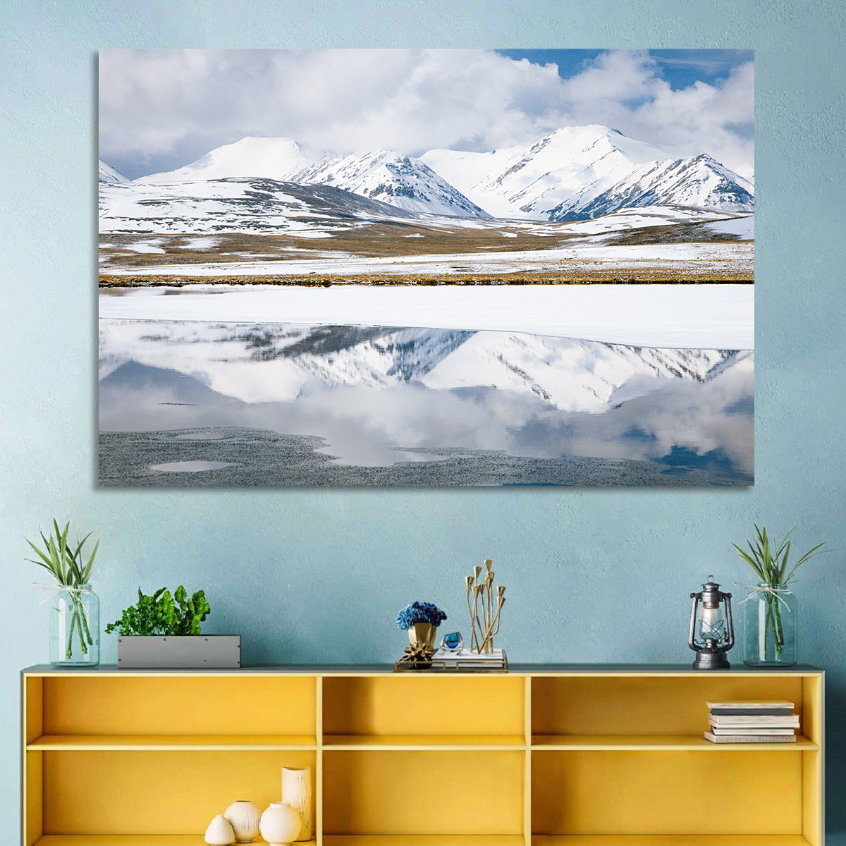 Barskoon Valley Reflection Wall Art in a room, landscape