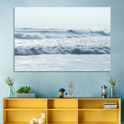Misty Horizon Ocean Waves Wall Art