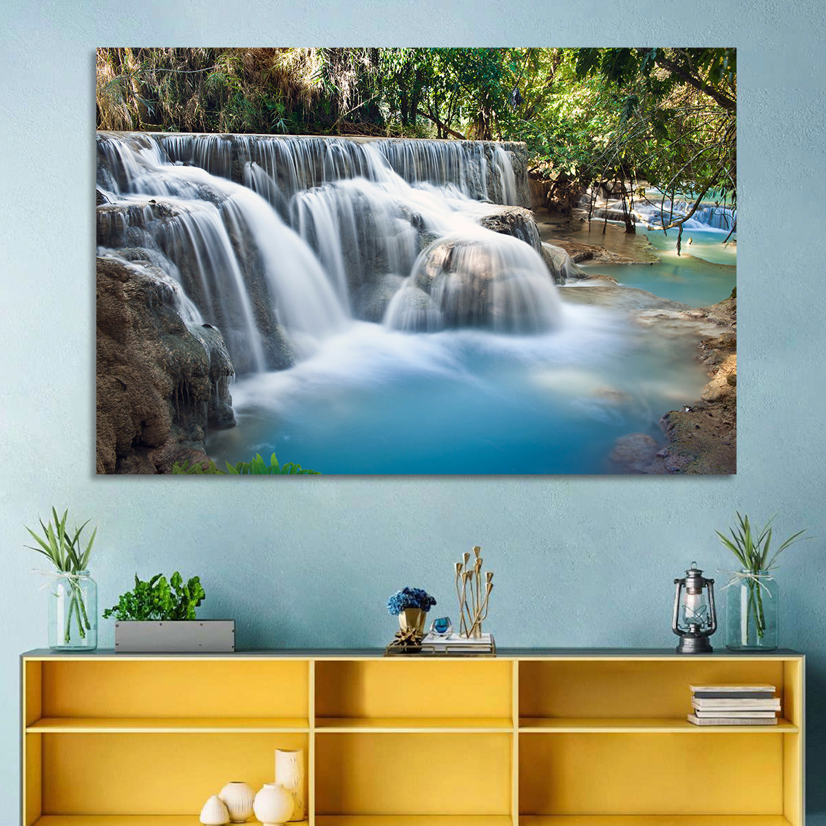 Kuang Si Falls, Luang Prabang Wall Art in a room, landscape
