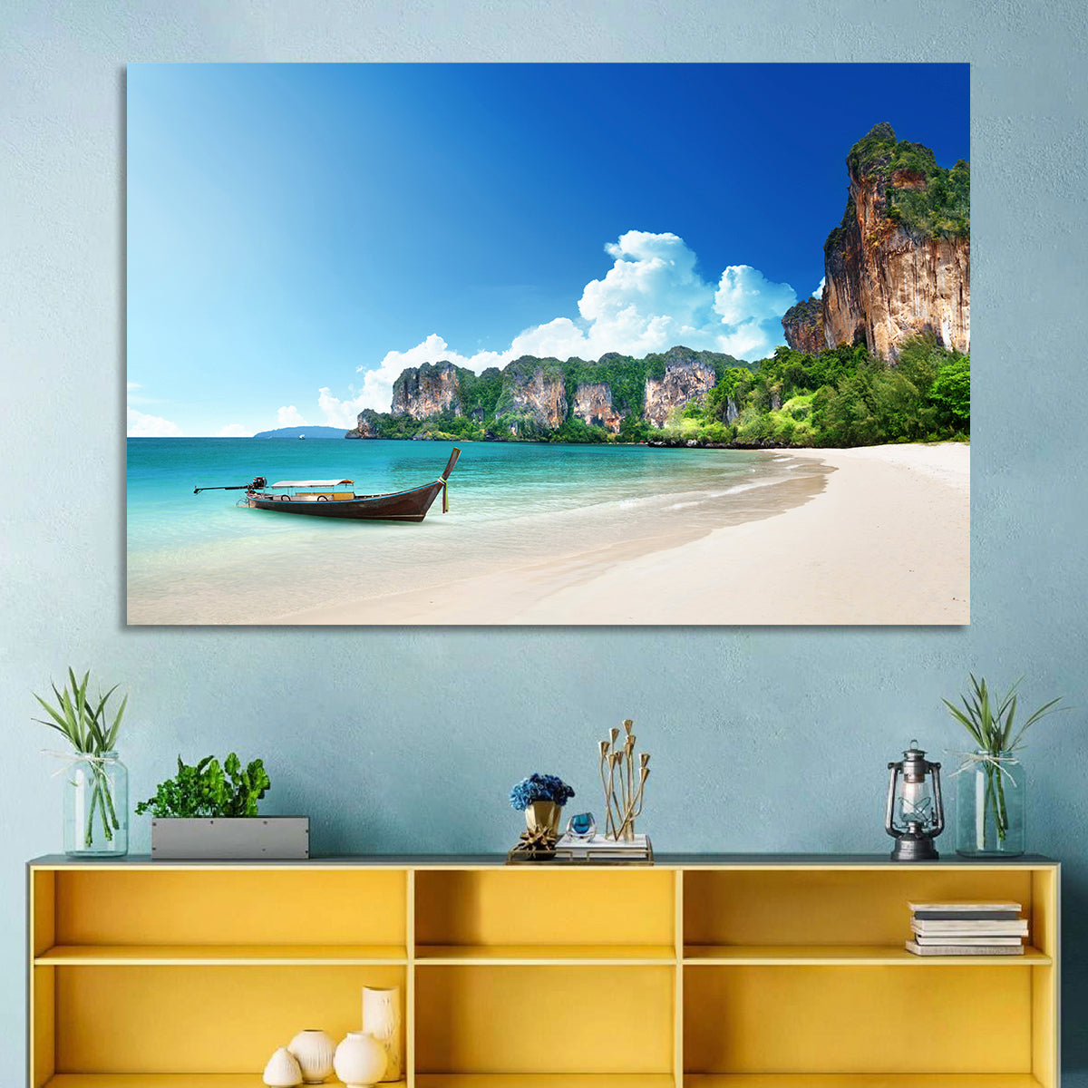Railay Beach View, Krabi Wall Art in a room, landscape