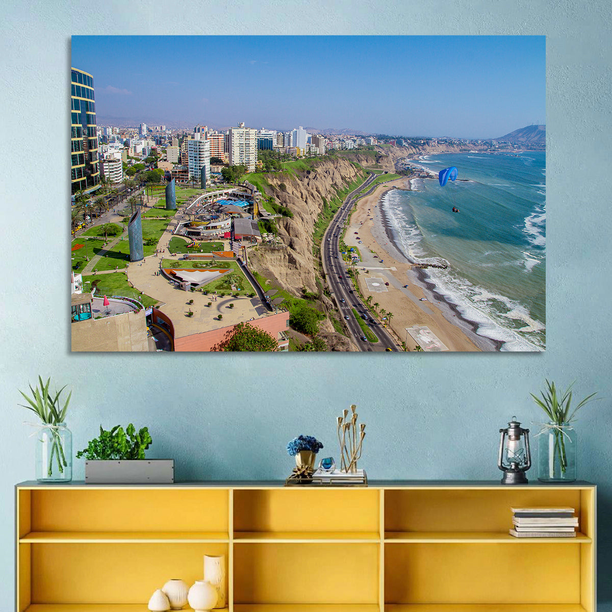 Miraflores Park Coastline Wall Art in a room, landscape