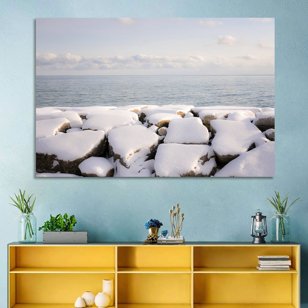 Lake Ontario Snowy Rocks Wall Art