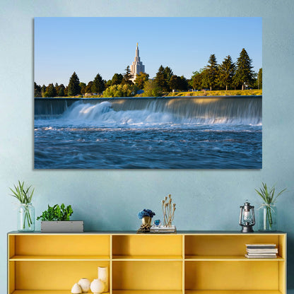 Idaho Falls Temple and Waterfall Wall Art