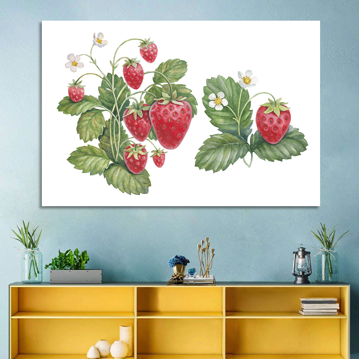 Fresh Strawberry Botanical Illustration Wall Art