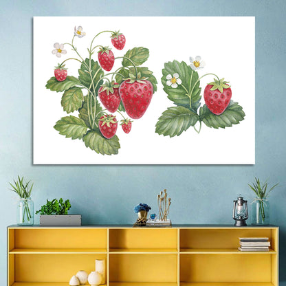 Fresh Strawberry Botanical Illustration Wall Art
