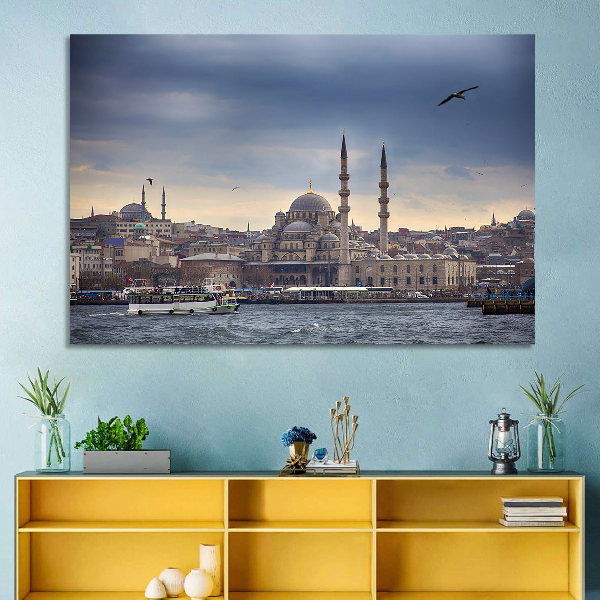 Istanbul Skyline with New Mosque Wall Art