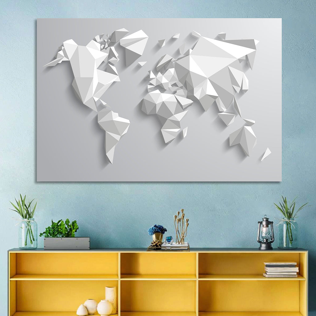 Faceted Triangular World Map Wall Art