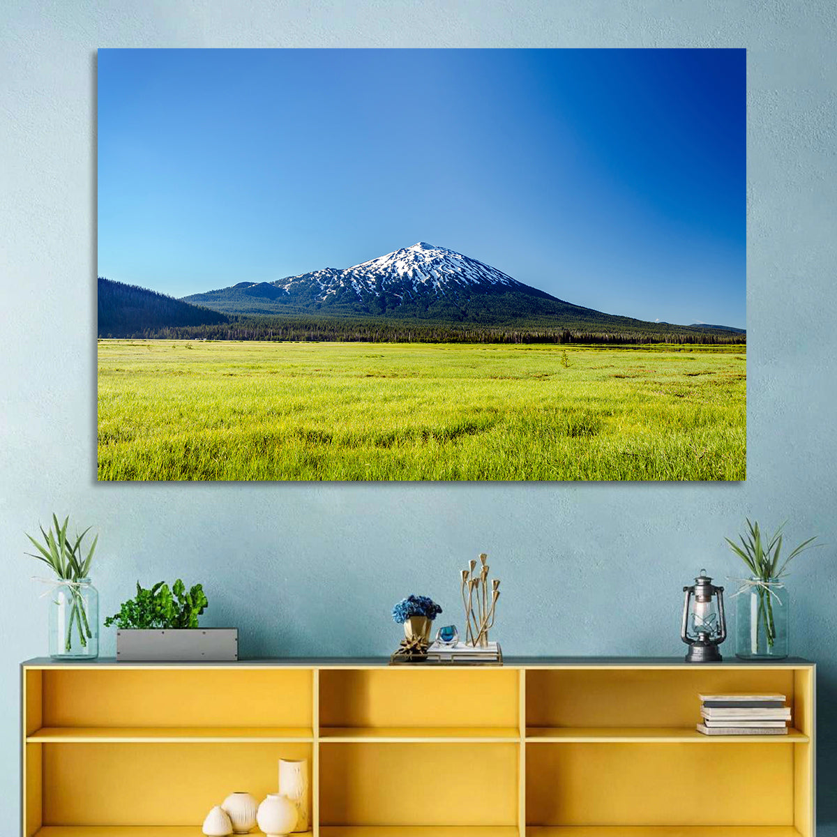 Mount Bachelor Wall Art in a room, landscape