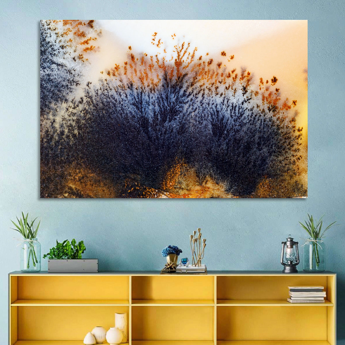 Moss Agate Study Wall Art in a room, landscape