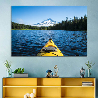 Yellow Kayak at Trillium Lake Wall Art