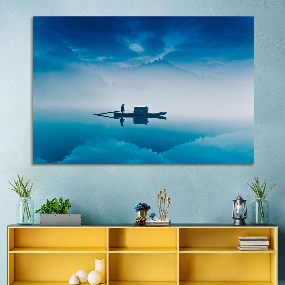 Dongjiang Lake Morning Wall Art in a room, landscape