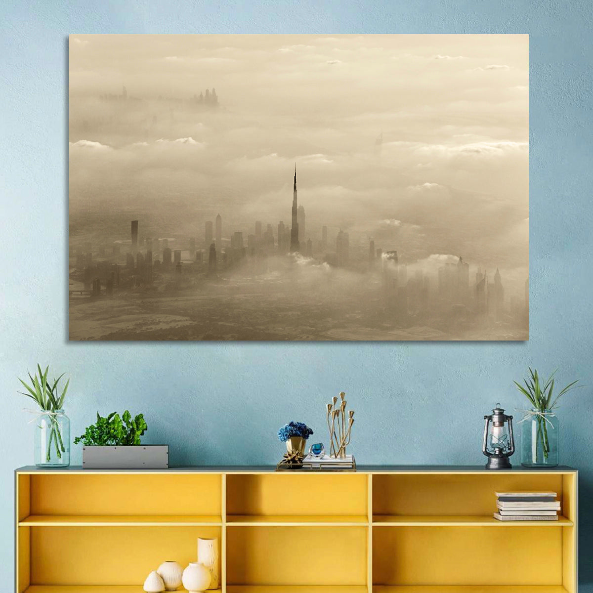 Dubai Haze Over Burj Khalifa Wall Art