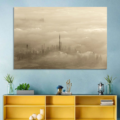 Dubai Haze Over Burj Khalifa Wall Art
