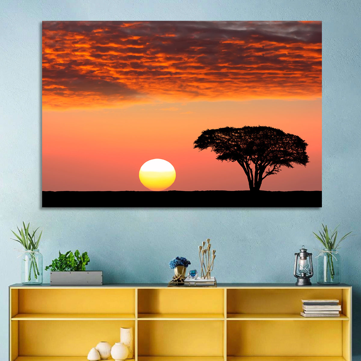 Serengeti Sunset Silhouette Wall Art