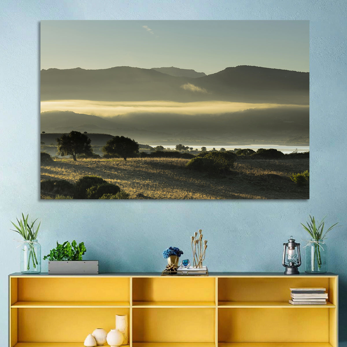 Lake Omodeo Morning Mist Wall Art